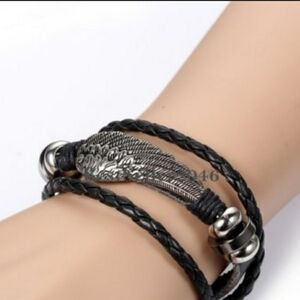 Black and Silver Braided Leather Bracelet